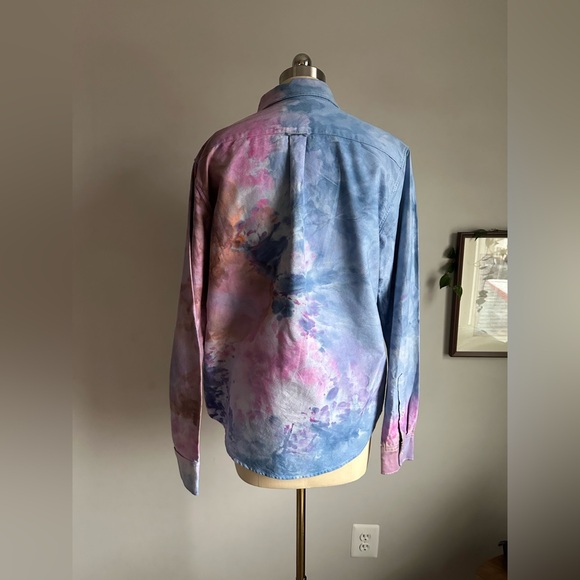 Everlane hand dyed button down shirt 40 inch bust tie dye - Picture 3 of 15
